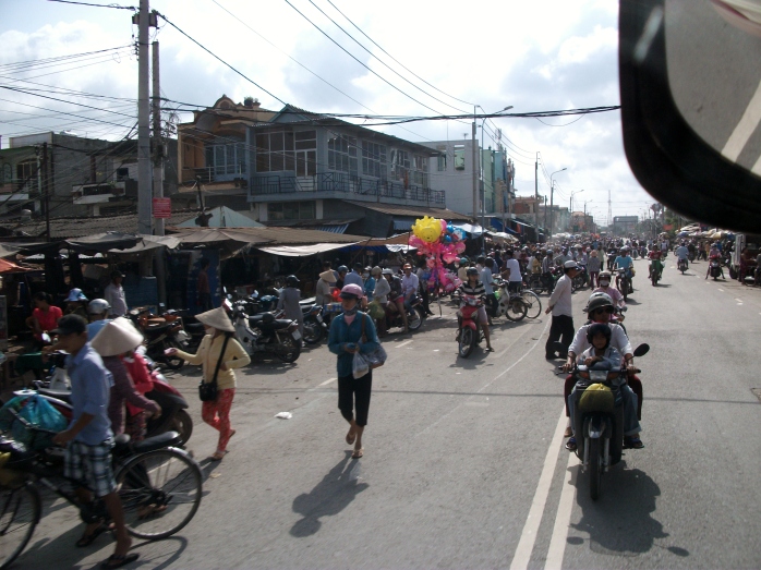 A market on the way to the Mekong