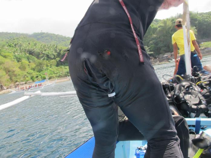 The hubbies ghetto wet suit with the hole (Photo Credit - Mich Calma)